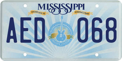MS license plate AED068