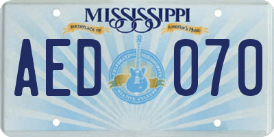 MS license plate AED070