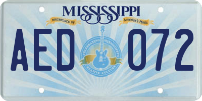 MS license plate AED072