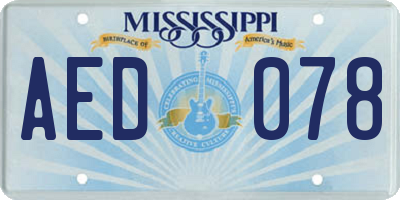MS license plate AED078