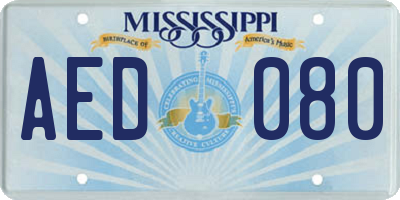 MS license plate AED080