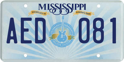 MS license plate AED081