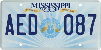 MS license plate AED087