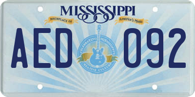 MS license plate AED092