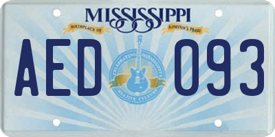 MS license plate AED093
