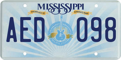 MS license plate AED098