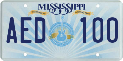 MS license plate AED100