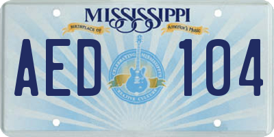 MS license plate AED104