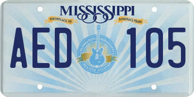 MS license plate AED105