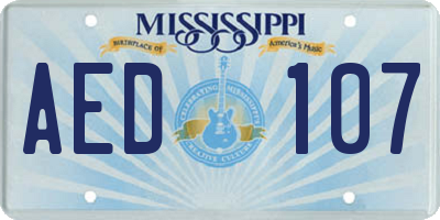 MS license plate AED107
