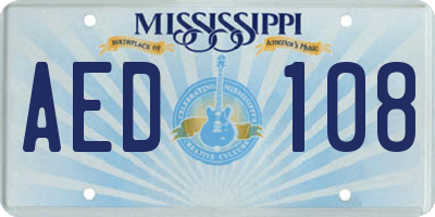MS license plate AED108
