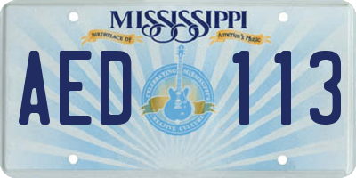 MS license plate AED113