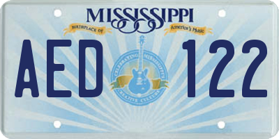 MS license plate AED122