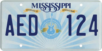 MS license plate AED124