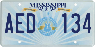 MS license plate AED134