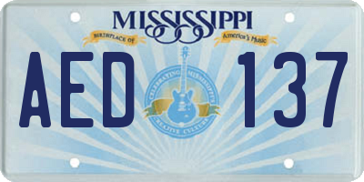 MS license plate AED137