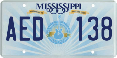 MS license plate AED138