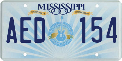 MS license plate AED154