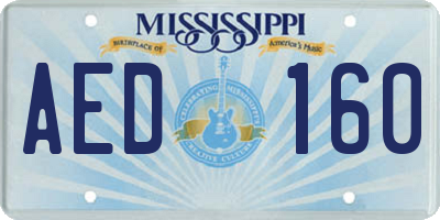 MS license plate AED160