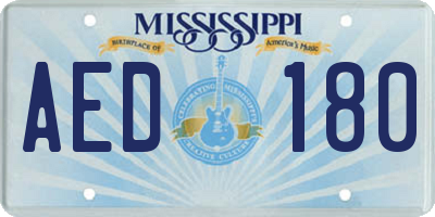 MS license plate AED180