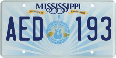 MS license plate AED193