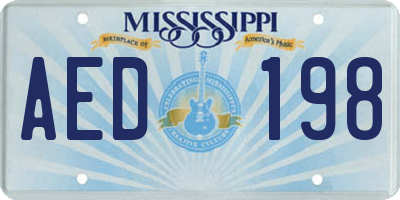 MS license plate AED198