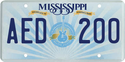 MS license plate AED200