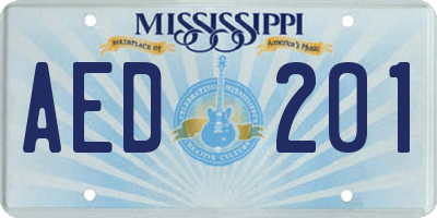 MS license plate AED201