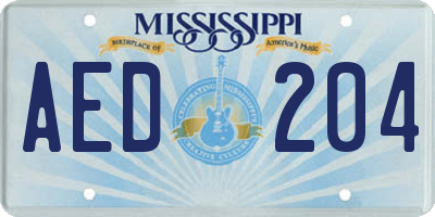 MS license plate AED204