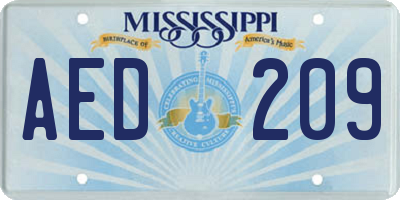 MS license plate AED209