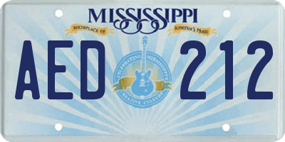 MS license plate AED212