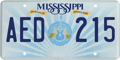 MS license plate AED215
