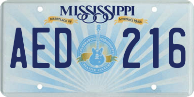 MS license plate AED216