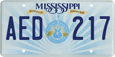 MS license plate AED217