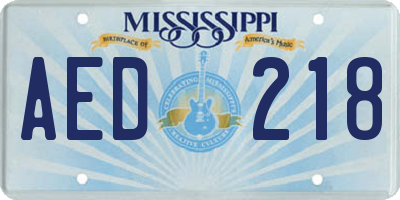 MS license plate AED218