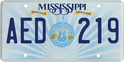 MS license plate AED219