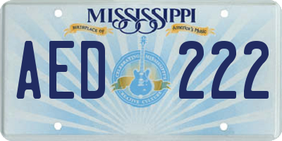 MS license plate AED222