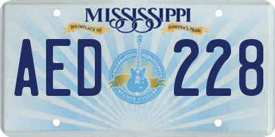 MS license plate AED228