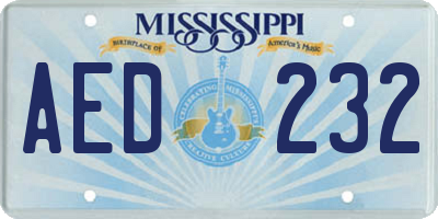 MS license plate AED232