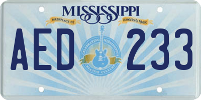 MS license plate AED233