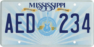 MS license plate AED234