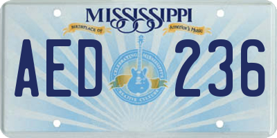 MS license plate AED236