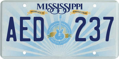MS license plate AED237