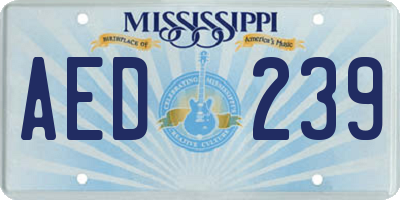 MS license plate AED239