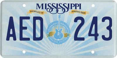 MS license plate AED243