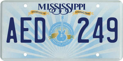 MS license plate AED249