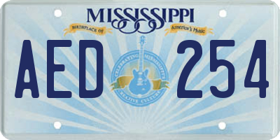 MS license plate AED254