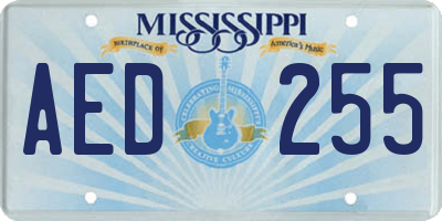 MS license plate AED255