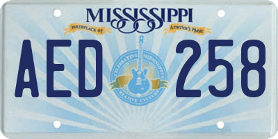 MS license plate AED258