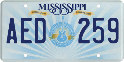 MS license plate AED259